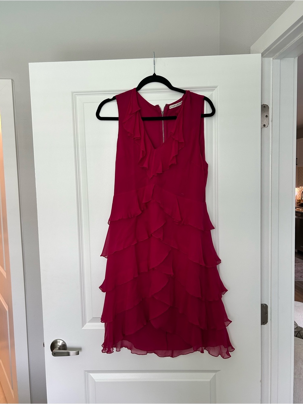 Alice + Olivia Ruffled Tiered Mini Dress - Fuchsia